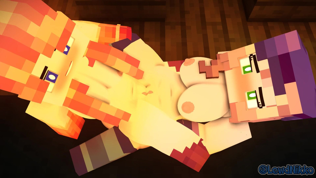 Taş, kağıt, makas, iki kız Minecraft'ta birlikte eğleniyor - minecraft porno animasyonu