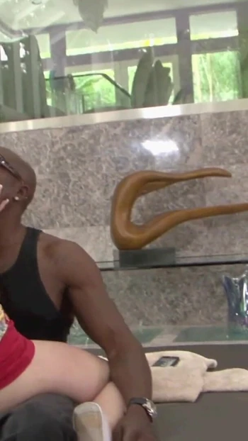 Powerful moment from "Blond cougar mom and daughter ride big black cock"