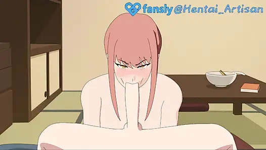 MAKIMA FULL HENTAI  BLOWJOB POV  DOUBLE PENETRATION  DEEPTHROAT