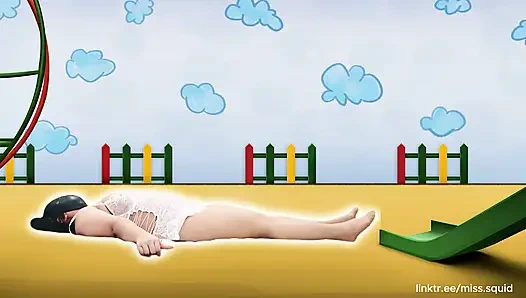 Beyaz iç çamaşırlı bayan kalamar egzersizleri