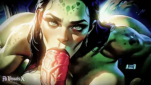 Ork elf uzaylı fantezi oral seks ve meme sikişi derlemesi - animasyonlu porno (yapay zeka tarafından oluşturulmuş)