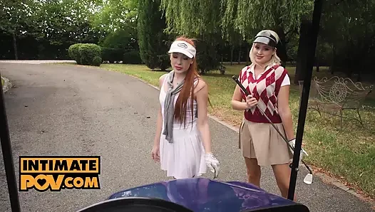 Golf günü megan murkovski ve jessie ames ile yaramazlık yapıyor