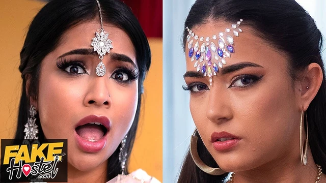 Fake Hostel - Возбужденные Джинины освобождены и отчаянно нуждаются в члене! Удивительный тройничок с Ясминой Кан и Нурией Миллан