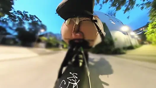 Götüme büyük dildo ile uzun bisiklet yolculuğu - birçok kez yakalandı