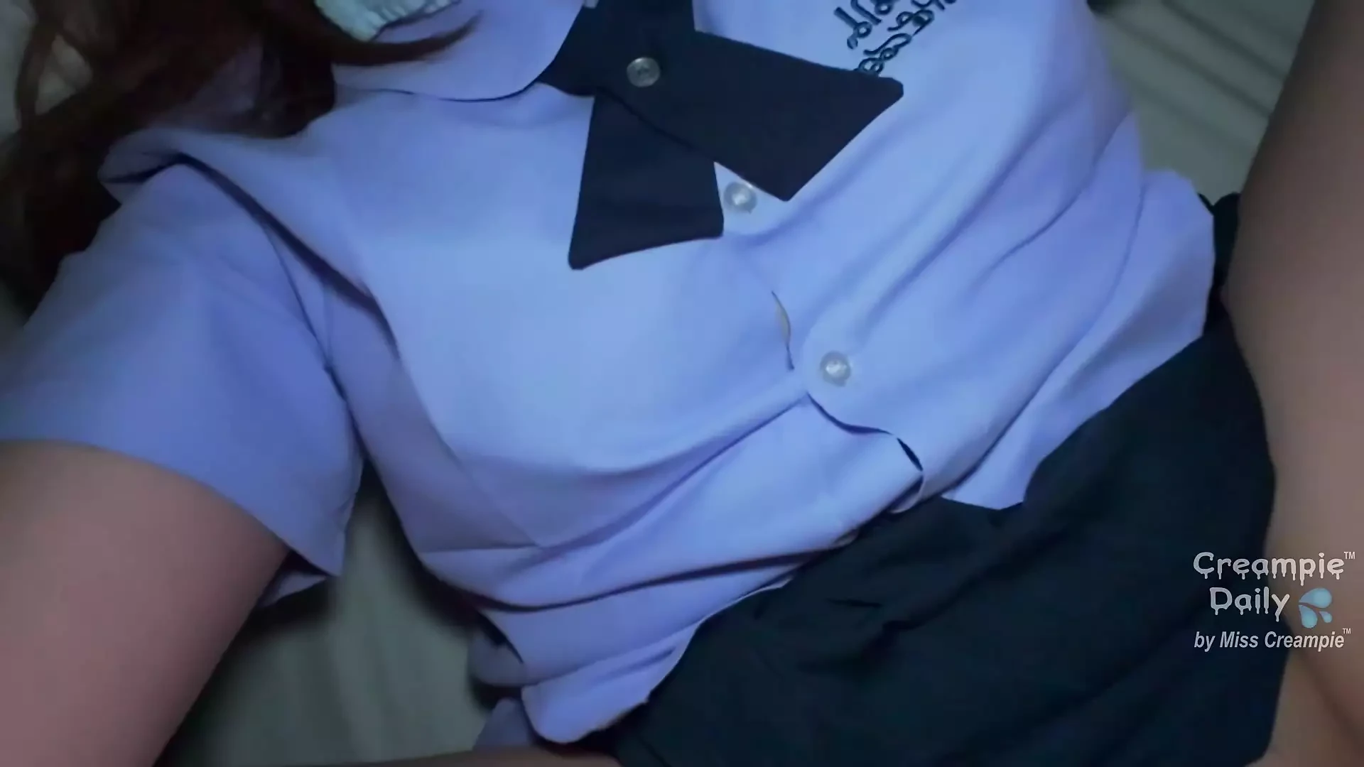 Thai teen student girl gets fuck and creampie by old man guard