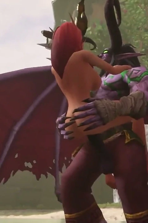 Illidan stormrage stand lift ve carry ateşli kızıl saçlı bir elfle sikişiyor - warcraft parodisi