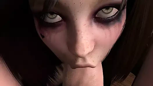 Bakış açısında derin gırtlağına kadar sakso