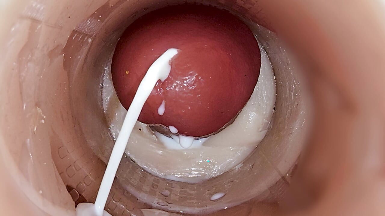 Camera inside deep pussy captures huge ejaculation of sperm