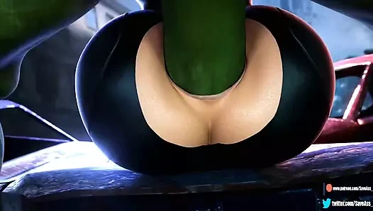 Ruria Raww ve Saveass tarafından (büyük ateşli götlü kız yoğun bir şekilde inliyor ve götüne fışkırtıyorlar)