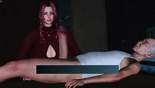 İri güzel kadın Megan kayınpederini kahve fincanı ile boşaltıyor