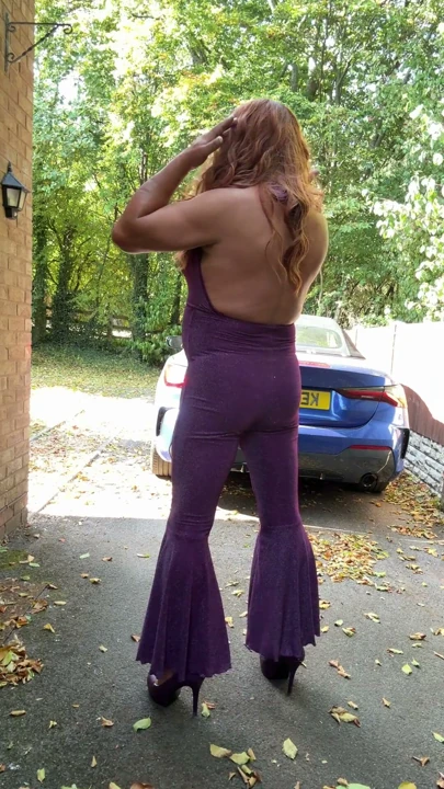 Mor kedi kıyafeti ve topuklu seksi travesti kellycd2022 | Klip 1
