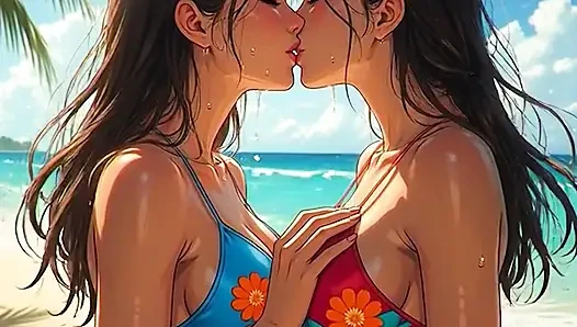 AI Anime Hentai Uncensored, Uncensored video of Lesbian MILF Kissing, 3D Hentai Gangbang Cartoon on closeup by Kiidzy Animates