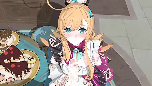 Genshin Impact- Escoffier'in tatlı pastası ve şehvetli seks - 3d hentai animasyon