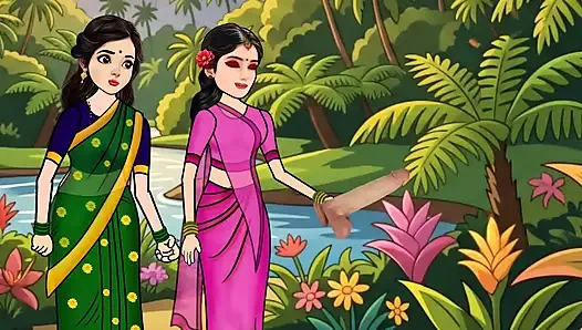 Man fucks woman with big cock in the forest, woman is very happy.