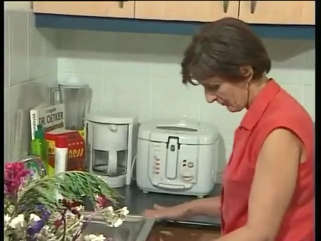 Hairy mature gets plowed in the kitchen
