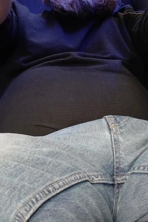 Hard Uncut Cock Stroking Though Blue Jeans