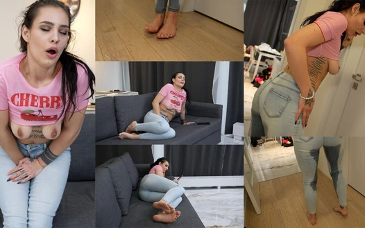 Desperately Wetting Jeans in Front of Busy Bathroom