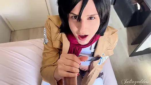 Mikasa bakış açısı oral seks fantezisi - yavaş, ıslak ve yaramaz