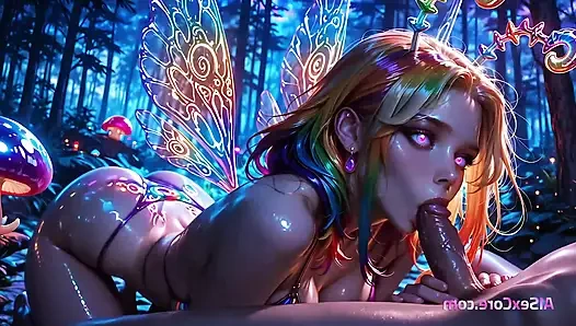 Pixie geme suave em neblina de cogumelo, em seguida, tratamentos faciais cremosos tomam suas bochechas de fada com magia (IA)