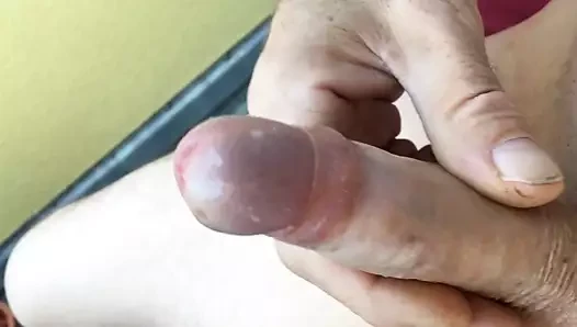Jerk off and cum on the balcony