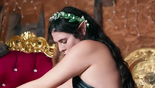 Trans melekler - kraliçe bailey archer savaşçı melek Santana'yı seksi elf tutkusuyla sadakat yemini ettiriyor