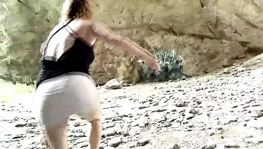 granny secretly fucks her boyfriend in a cave