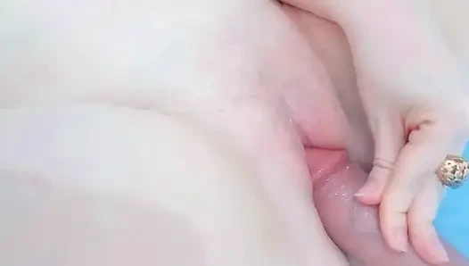 JUST THE TIP! It won't go any further into the tight pussy