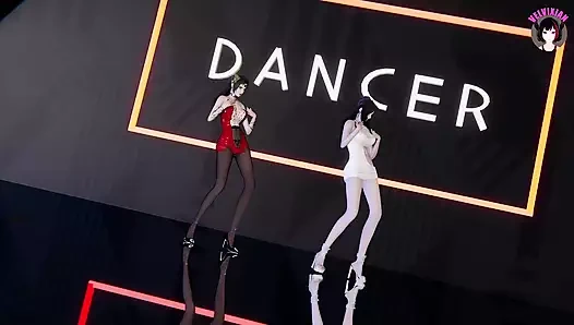 2 seksi Asyalı kız dans ediyor + kademeli soyunuyor (3 boyutlu hentai)