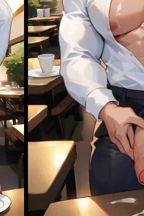 Siyah garson herkesin önünde müşterilerin ve mutfak meslektaşlarının emiyor. Slayt resimleri derlemesi hentai