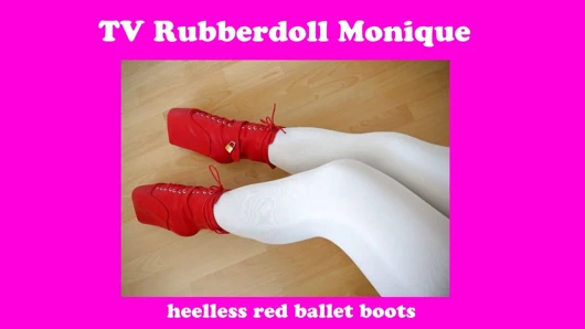 Rubberdoll Monique - topuksuz kırmızı bale çizmeleri