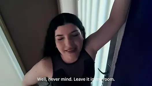 My roommate spies on me while I masturbate with my toy and we end up having sex
