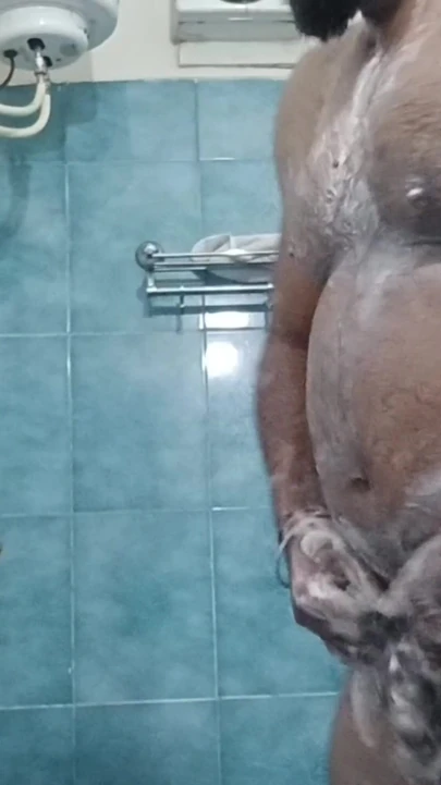Indian Nude Daddy Enjoying a Hot Shower and Showing Off His Wet Body | Clip 1