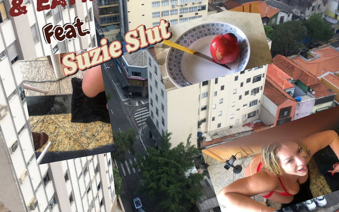 Ateşli pazar öğleden sonra centro götüne sokuyor ve nar yiyor