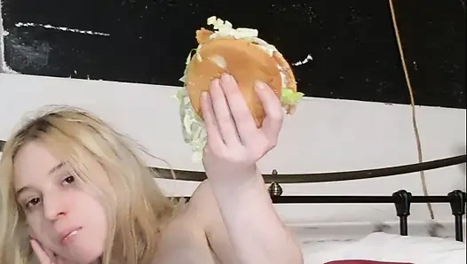 Eating Burger Naked Lol