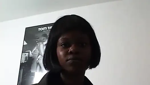 Hairy ebony teen sucks white cock