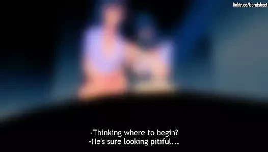 Ryuko ve Satsuki ara sokakta bir adama hükmediyor