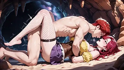 Sıska kızıl saçlı hentai tatlı kız kozmik mağarada daha kremsi aşk için yalvarıyor