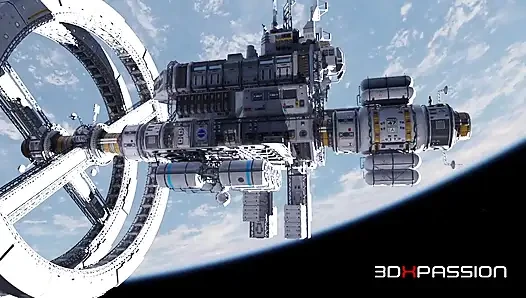 Nexus-3 orbit station meta göğüslerine boşalana kadar ıslak sakso çekiyor, gırtlağına kadar ve sert domaltarak götten sikişiyor