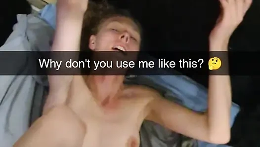 Wife Smokes and Cheats While Home Alone and Cucks Her Husband on Snapchat. Cumslut Can't Stop Cumming