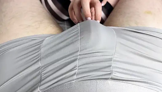 Secretary climbed into her boss panties and came on her stockings