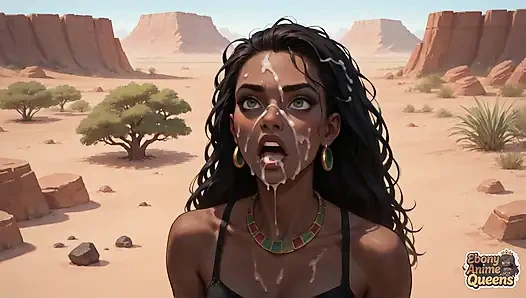 Zenci kraliçenin suyla sırılsıklam çöl doruk noktası: azgın, seksi zenci piliç!