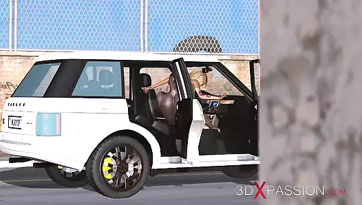 Seksi motorcu sarışın açık havada zenci bir adam tarafından sert sikiliyor