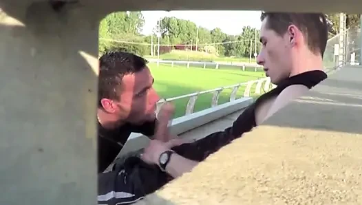 Fabien fucking a bad boy in football stadium