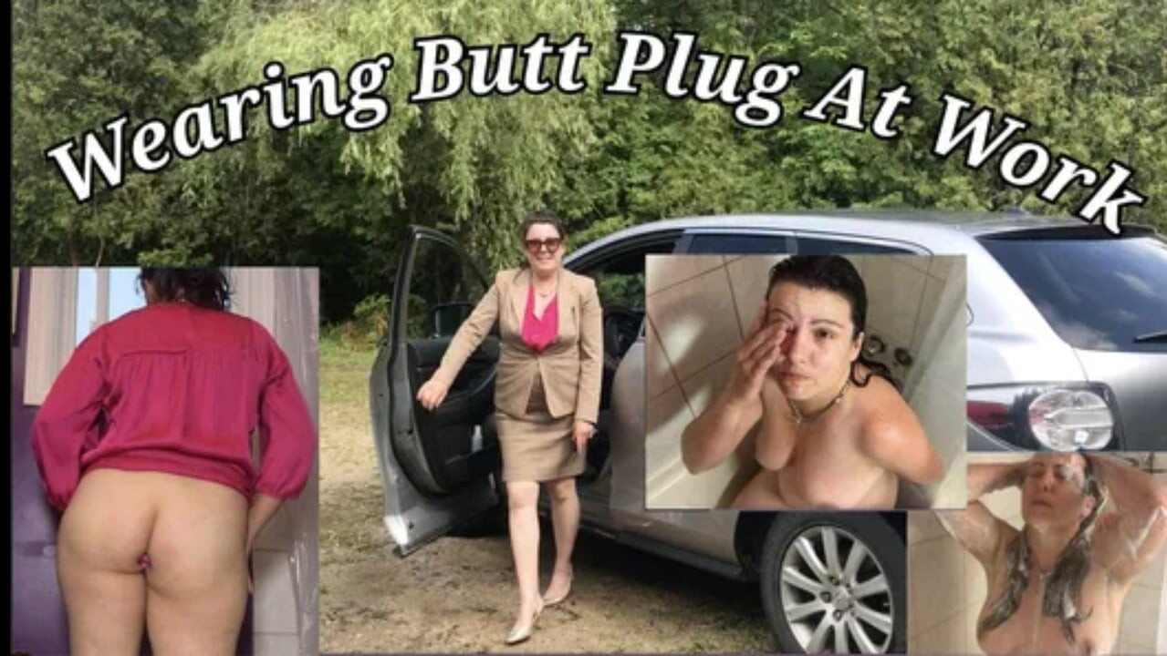 Bütün gün işte göt tıkacı takıyor ve yüze boşalma ile duş alıyor