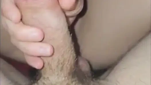 Milking the pre cum out of his hard cock