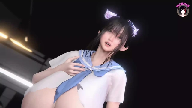 Dev memeli seksi Asyalı kız dans ediyor (3 boyutlu hentai)