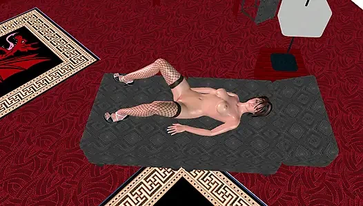 Animasyonlu 3 boyutlu çizgi film pornosu - güzel kız yatakta muz ve anal tıkaçla mastürbasyon yapıyor çoklu orgazm