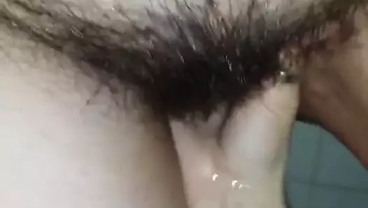 Parmak hariry kedi ve oyuncak içinde otel banyo