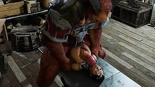 Sıska genç kız şimdiye kadarki en büyük yarakla seks yapıyor (3 boyutlu sansürsüz animasyon)