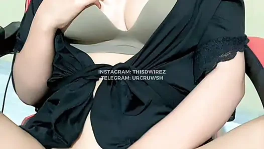 Cute Brunette Girl with Sweet Pussy Masturbates to Intense Orgasm